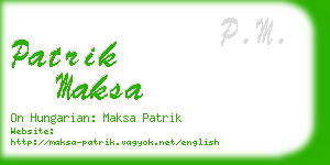 patrik maksa business card